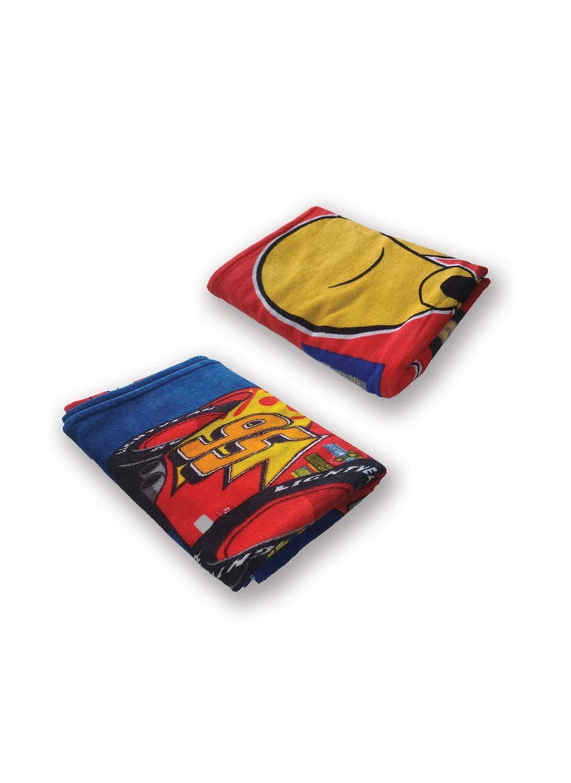 Athom Living Disney Modern 2 Piece 350 GSM Cotton Bath Towel Set 24x48 Red