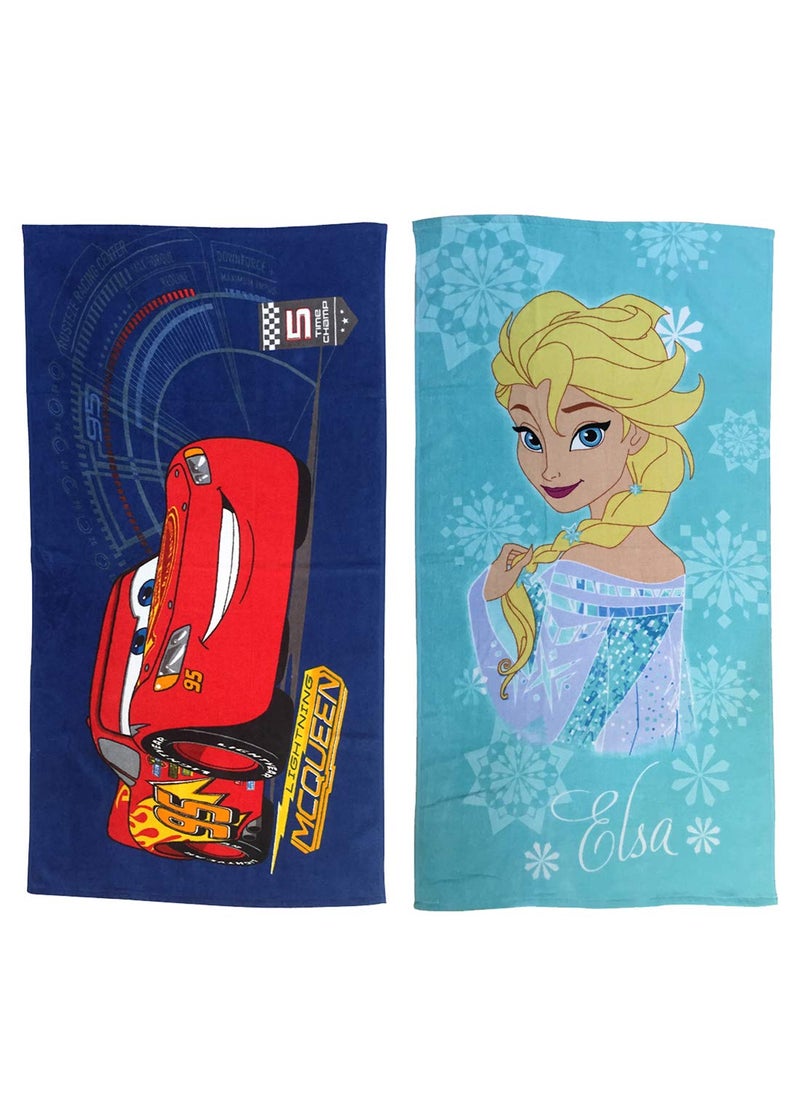 Athom Living DIS06802n805 Disney Modern 2 Piece 350 GSM Cotton Bath Towel Set 24x48 Blue