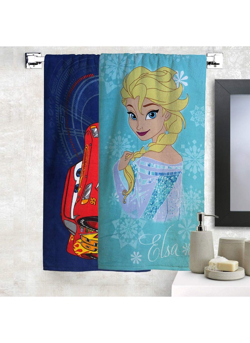 Athom Living DIS06802n805 Disney Modern 2 Piece 350 GSM Cotton Bath Towel Set 24x48 Blue