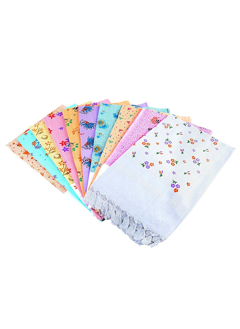 Sathiyas Multicolor Cotton HandFaceKitchen Towel Set of 10 Pcs