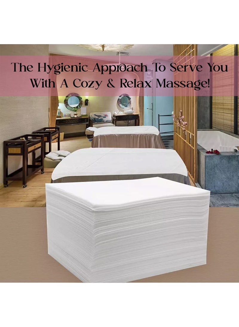 KUDIZE Disposable NonWoven Bed Sheet for Hospital Hotel Spa and Beauty Parlor White 63 84 Inch16002 21336 cm Pack of 100