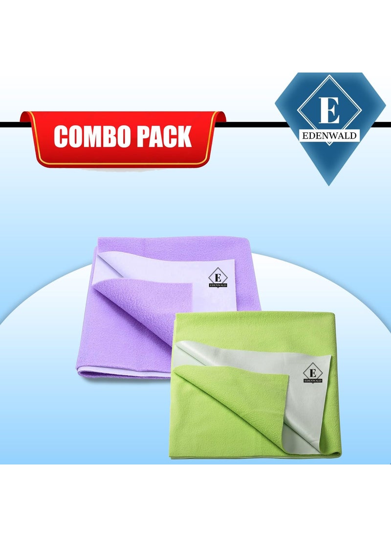 Edenwald Waterproof Quick Dry Sheet Pack of 2 drysheetUrine Sheet Double Bed Size Mint GreenPurple_Large 140cm x 100cm