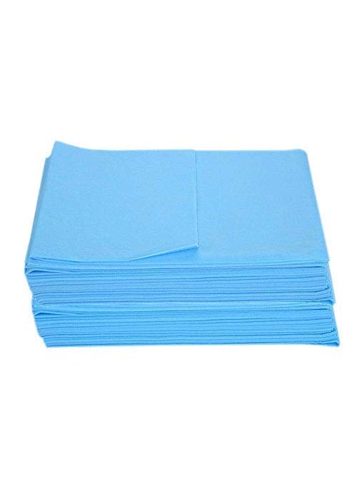 KUDIZE Disposable NonWoven Bed Sheet for Hospital Hotel Spa and Beauty Parlor Blue 31 x 80 Inch Pack of 100