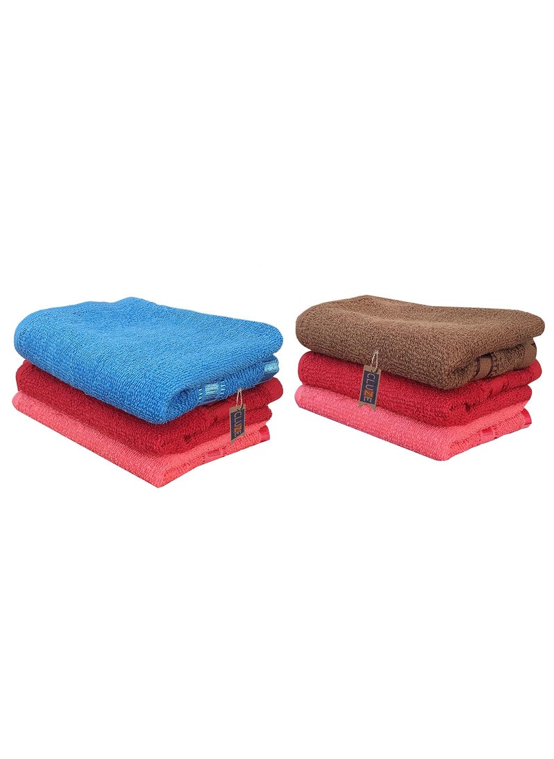 CLUZE Cotton 400 GSM Cotton Hand Towel Set Extra Soft Absorbent Towels for Gym Yoga 13 x 20 inches Multicolor 6