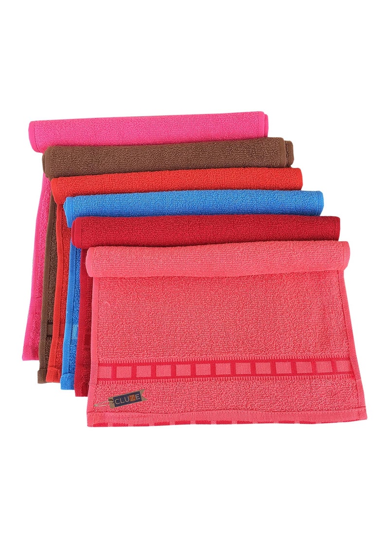 CLUZE Cotton 400 GSM Cotton Hand Towel Set Extra Soft Absorbent Towels for Gym Yoga 13 x 20 inches Multicolor 6