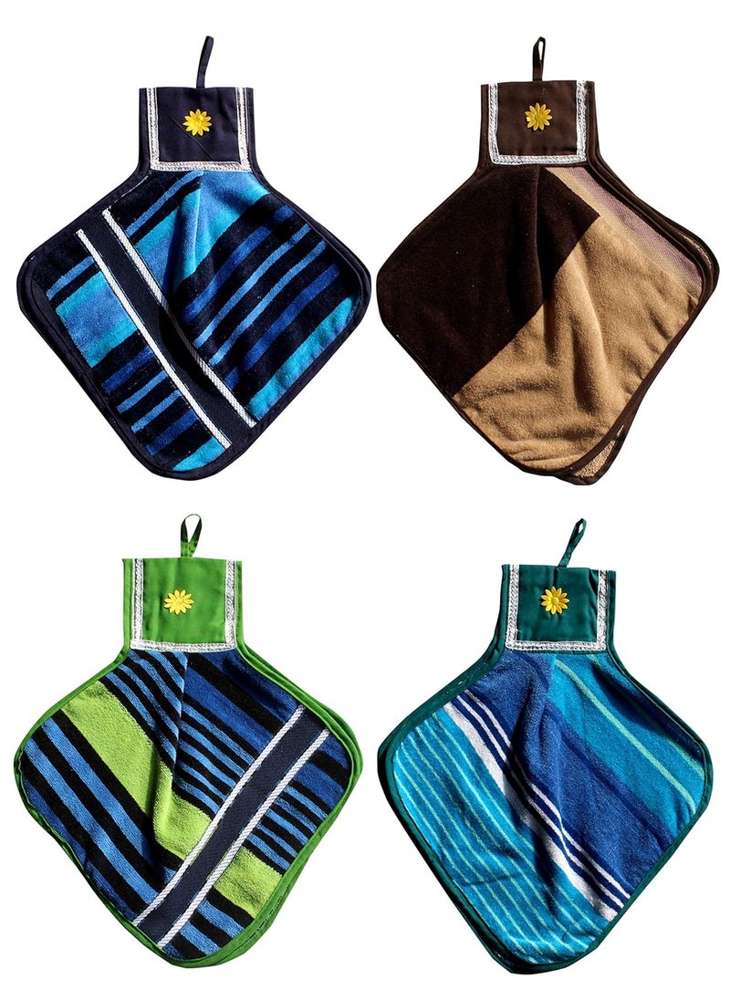 Mandhania Cotton Hand Towel Set of 4 Multicolour