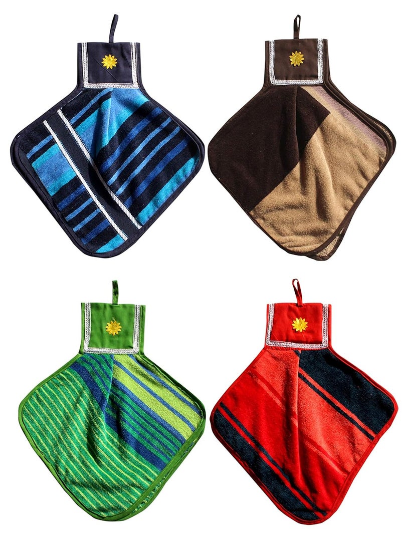 Mandhania Cotton Hand Towel Set of 4 Multicolour