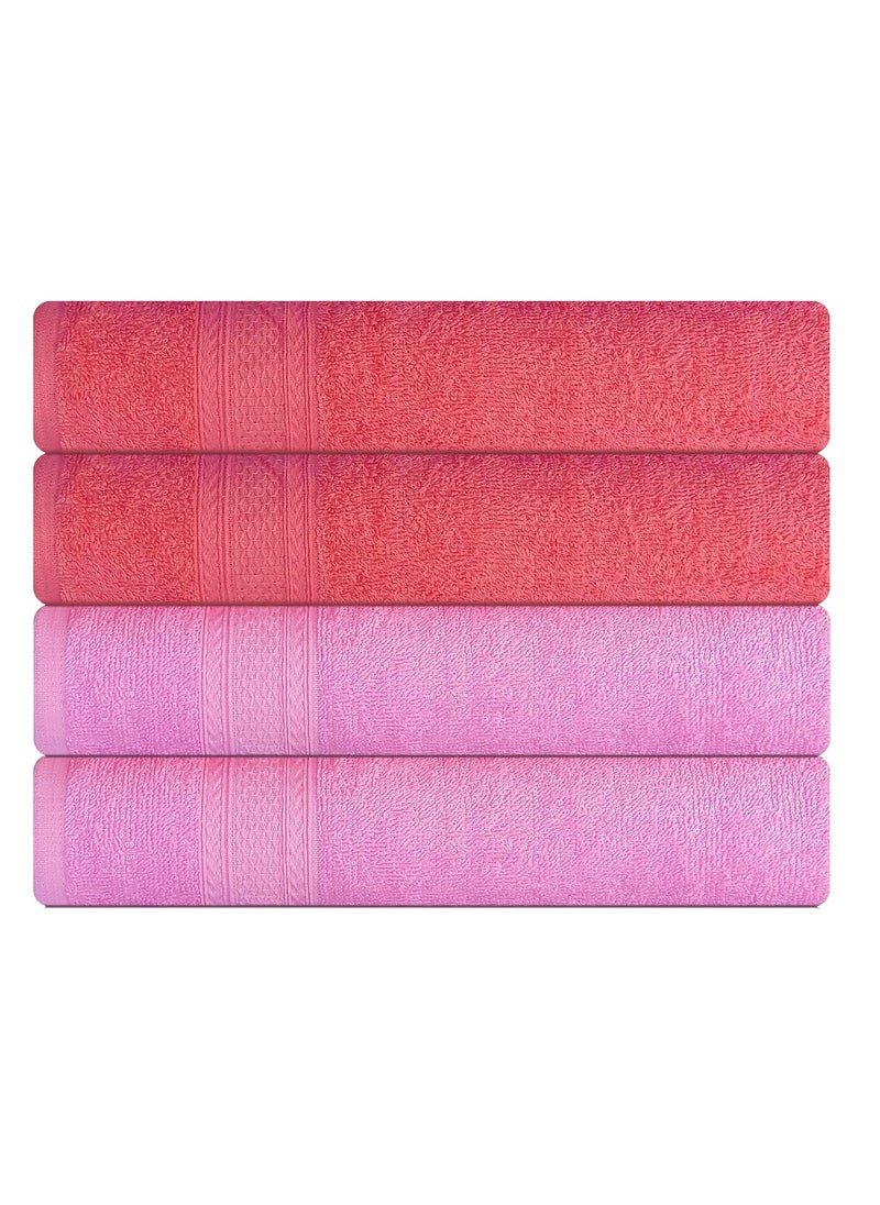 KSC Shop Royal Multicolor Cotton Hand Towels Set of 4 Hand Towels Bathroom Towel Bathroom Napkin 60 cm x 40 cm 2 Baby Pink and 2 Peach