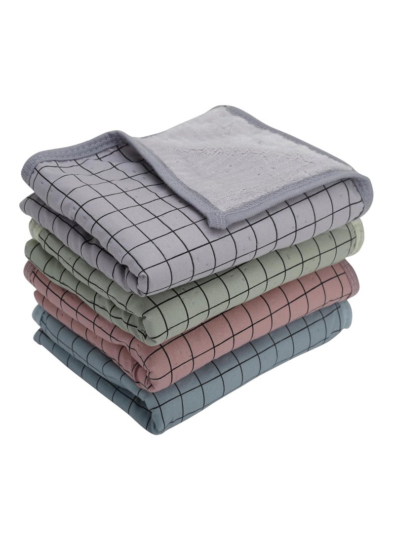 Khillayox Microfiber and Cotton 400 GSM AntiBacterial Double Sided Hand Towel Super Soft and Absorbent Multipurpose Towels for Bathroom Gym and Workout Set of 4 60 x 40 cms Multicolor