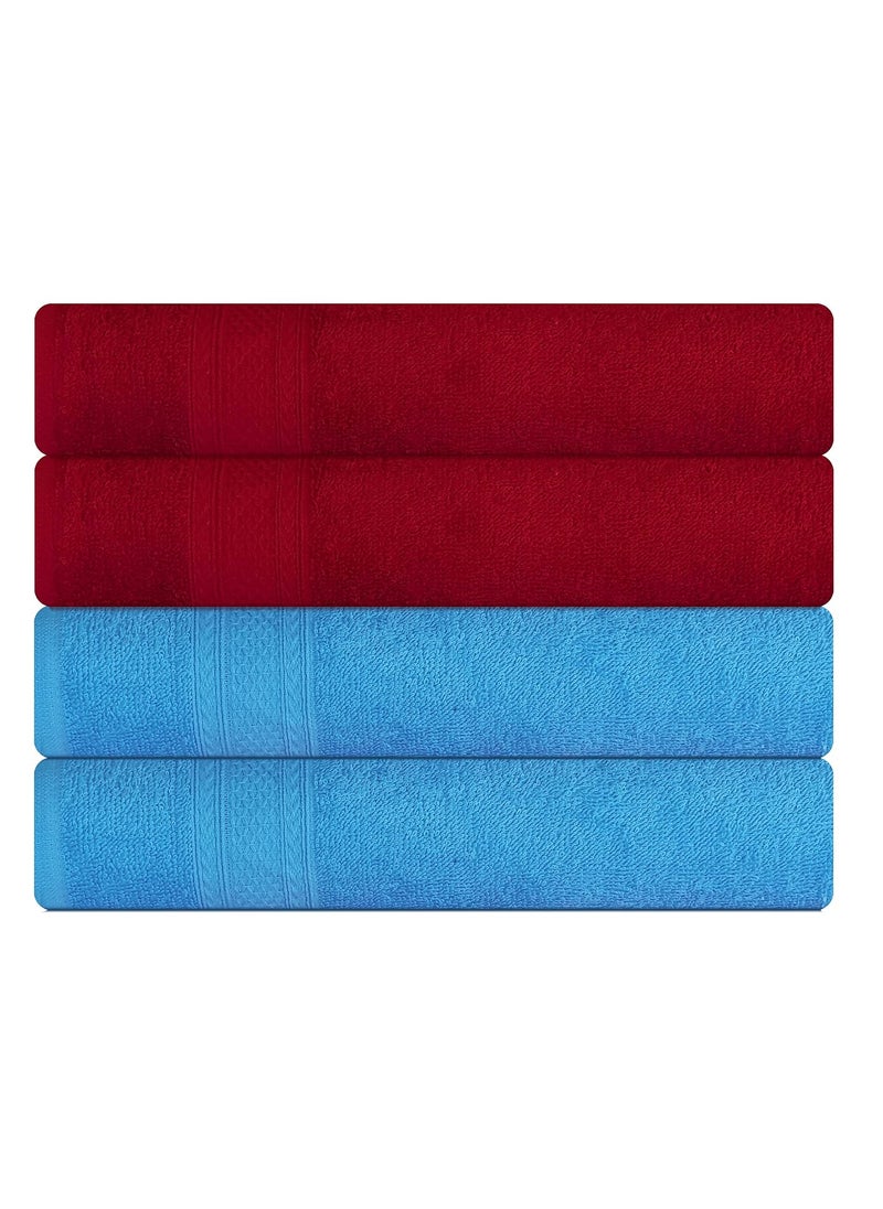 KSC Shop Royal Multicolor Cotton Hand Towels Set of 4 Hand Towels Bathroom Towel Bathroom Napkin 60 cm x 40 cm 2 Maroon and 2 Sky Blue