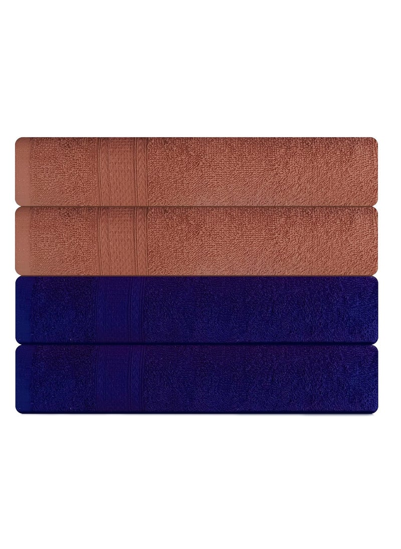 KSC Shop Royal Multicolor Cotton Hand Towels Set of 4 Hand Towels Bathroom Towel Bathroom Napkin 60 cm x 40 cm 2 Brown and 2 Navy Blue