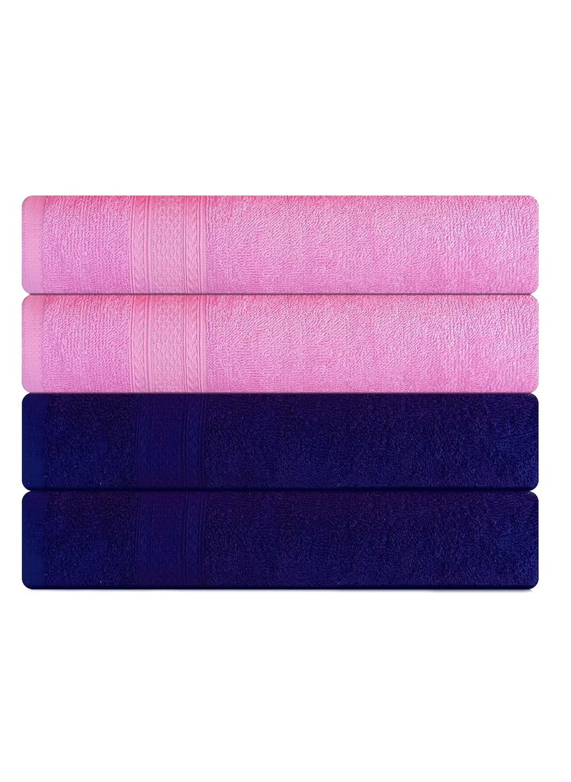 KSC Shop Royal Multicolor Cotton Hand Towels Set of 4 Hand Towels Bathroom Towel Bathroom Napkin 60 cm x 40 cm 2 Pink and 2 Navy Blue
