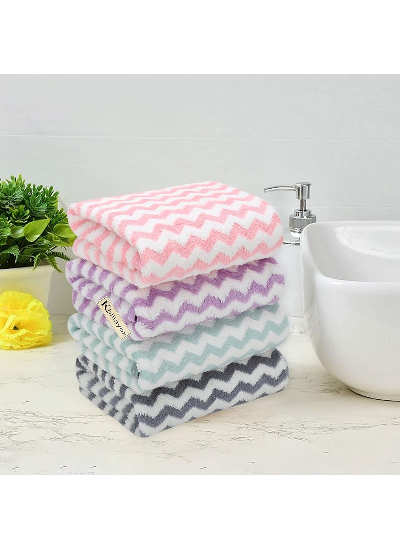 Khillayox Microfiber AntiBacterial 300 GSM Midium Size Hand Towel Super Soft and Absorbent Multipurpose Towels for Bathroom Gym Workout Towels Set of 4 60 x 40 GreyPinkPurpleBlue