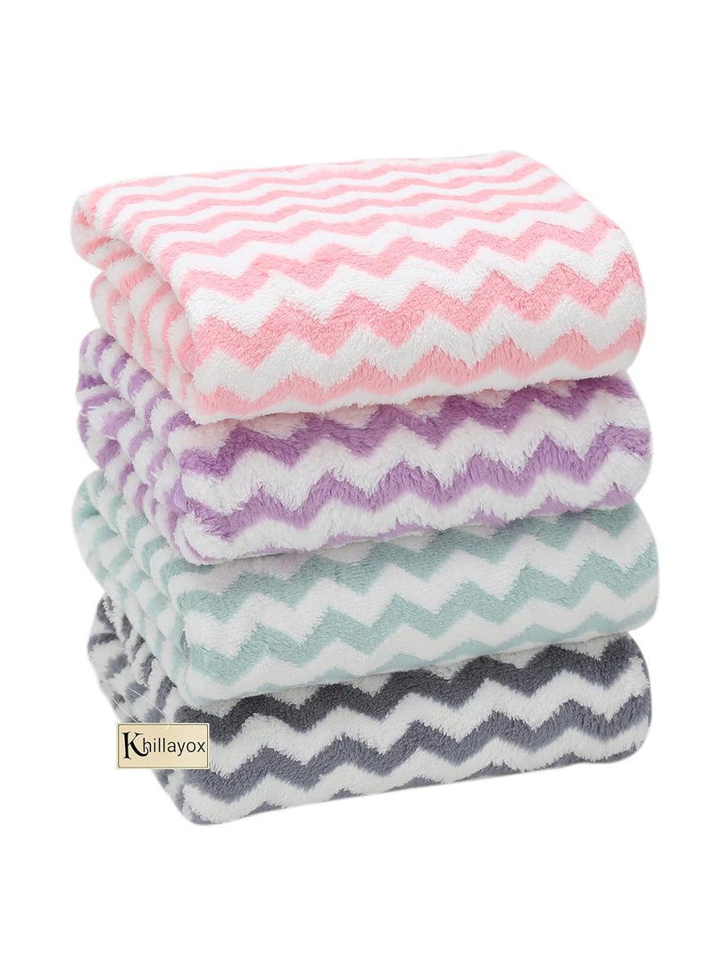 Khillayox Microfiber AntiBacterial 300 GSM Midium Size Hand Towel Super Soft and Absorbent Multipurpose Towels for Bathroom Gym Workout Towels Set of 4 60 x 40 GreyPinkPurpleBlue
