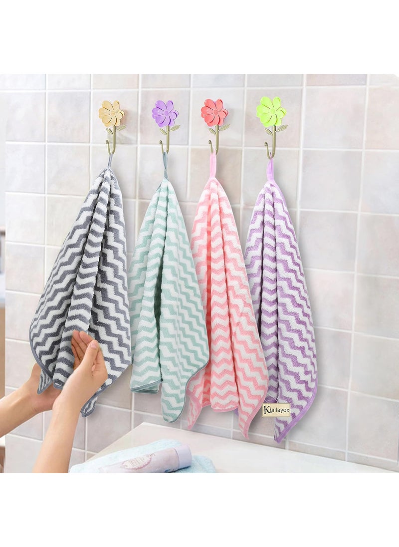 Khillayox Microfiber AntiBacterial 300 GSM Midium Size Hand Towel Super Soft and Absorbent Multipurpose Towels for Bathroom Gym Workout Towels Set of 4 60 x 40 GreyPinkPurpleBlue