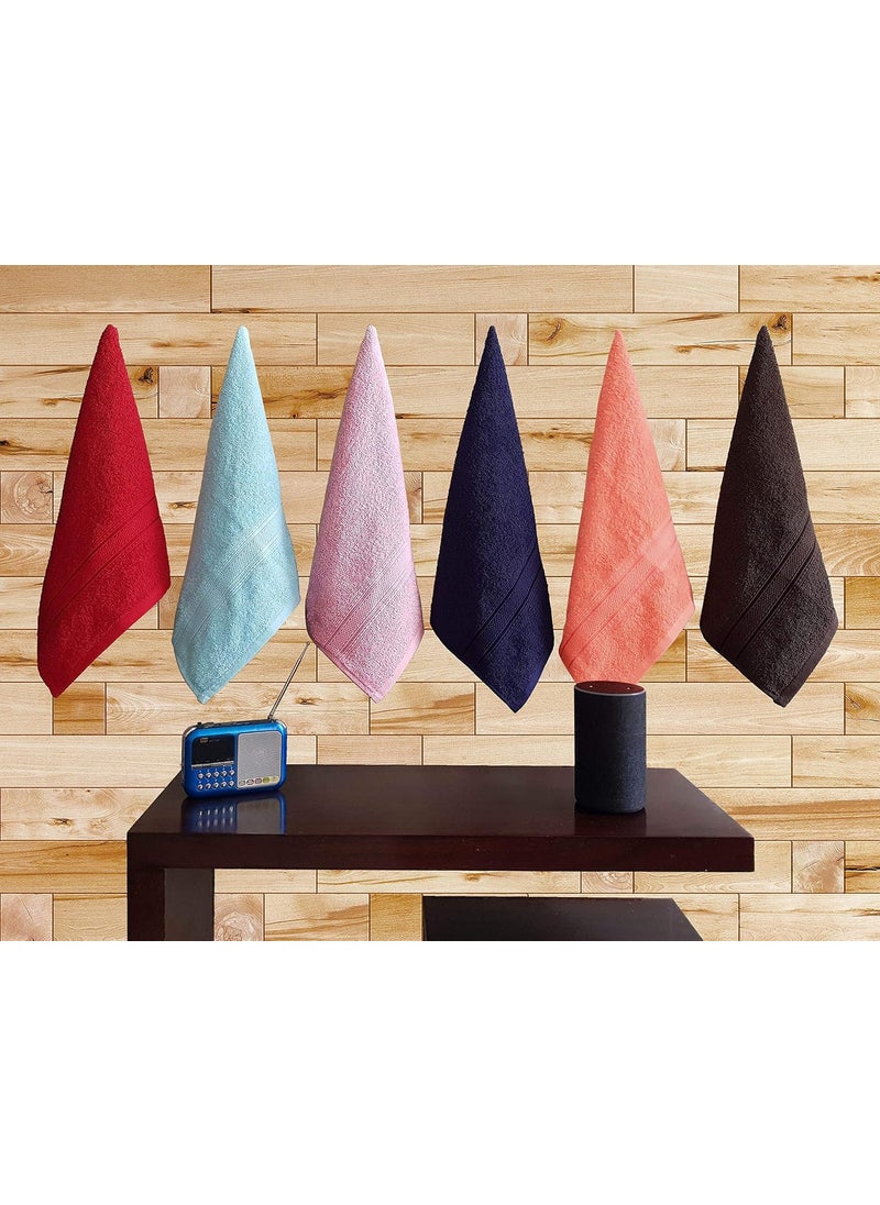 KSC Shop Elegant Multicolor Cotton Hand Towel Set of 6 Hand Towels Bathroom Towel Bathroom Napkin