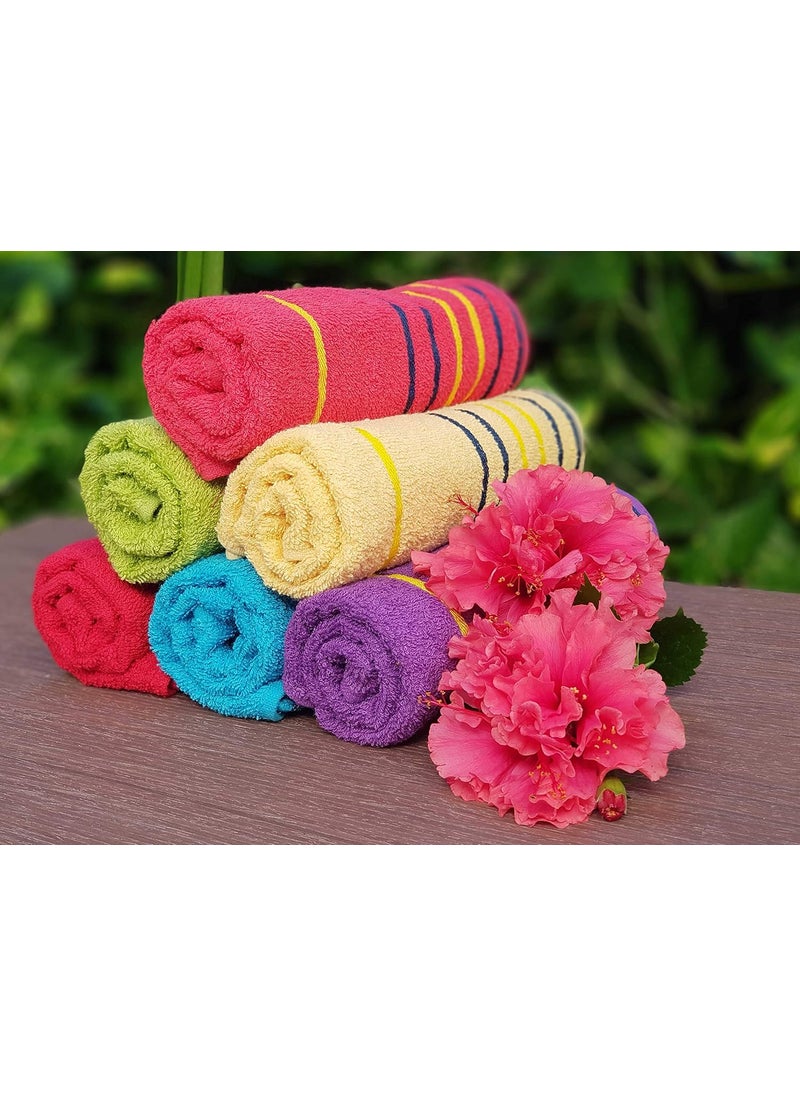 KSC Shop Premium Multicolor Cotton Hand Towel Set of 6 Hand Towels Set Yoga Towel Bathroom Towel Bathroom Napkins Kitchen Towel Stripe Design