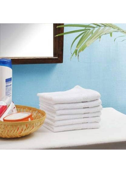 OMAJA HOME Cotton 300 GSM Hand Towel Pack of 6 White