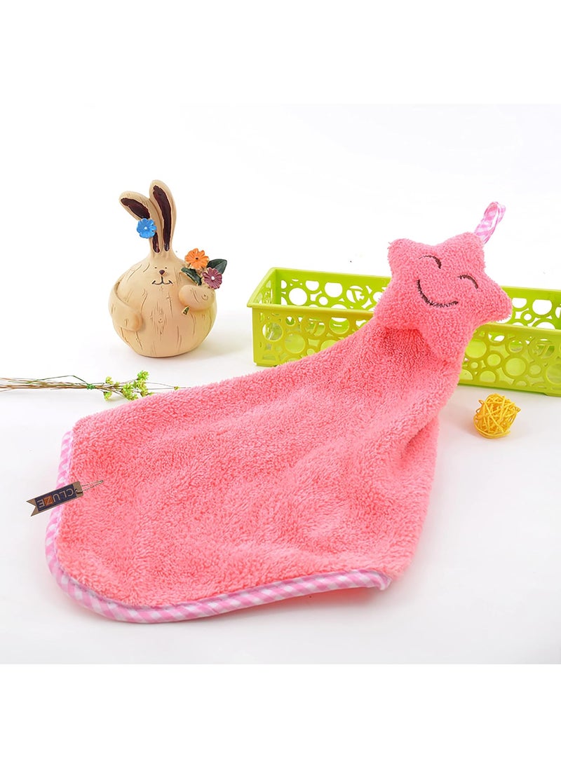 CLUZE Super Soft Star Hanging Hand Towel for Kitchen and Bathroom Ultra Absorbent Thick Coral Velvet Hand Towels with Hanging Loop Fast Drying Microfiber 38x25 Pack of 8