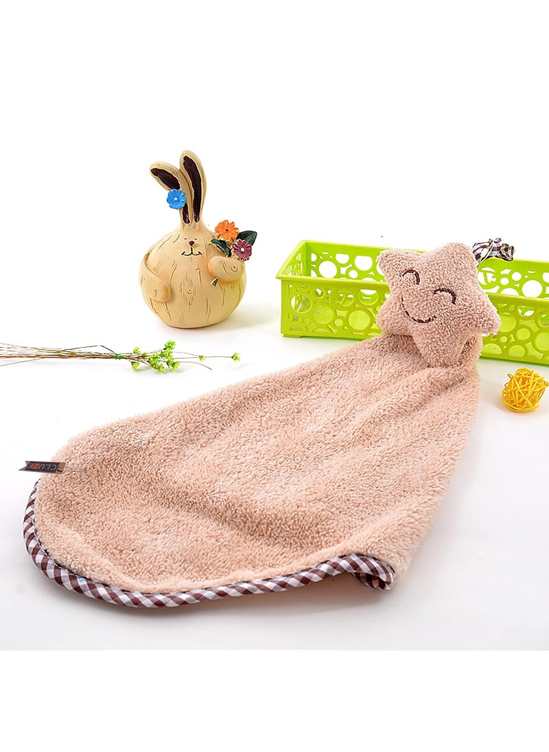 CLUZE Super Soft Star Hanging Hand Towel for Kitchen and Bathroom Ultra Absorbent Thick Coral Velvet Hand Towels with Hanging Loop Fast Drying Microfiber 38x25 Pack of 8