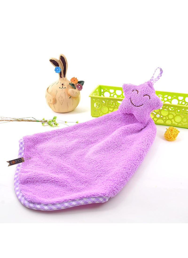 CLUZE Super Soft Star Hanging Hand Towel for Kitchen and Bathroom Ultra Absorbent Thick Coral Velvet Hand Towels with Hanging Loop Fast Drying Microfiber 38x25 Pack of 8