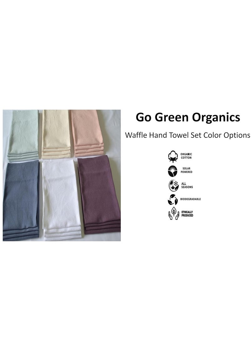 GO Green Organics Waffle Hand Towel Pack of 4 Waffle Organic Cotton GOTS Certified Ivory Super ABSORBANT Quick Dry NO SOFTENERS Crisp Feel 29x20 INCHES