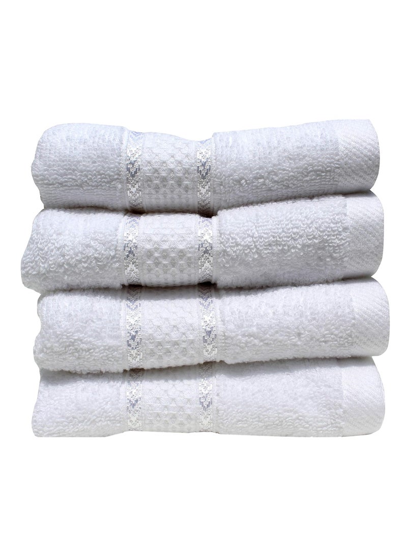 Mandhania Premium Cotton Hand Towels for Home Hotel Spa Super Absorbent Soft Antibacterial 550 GSM White Cotton Hand Towels Pack of 4