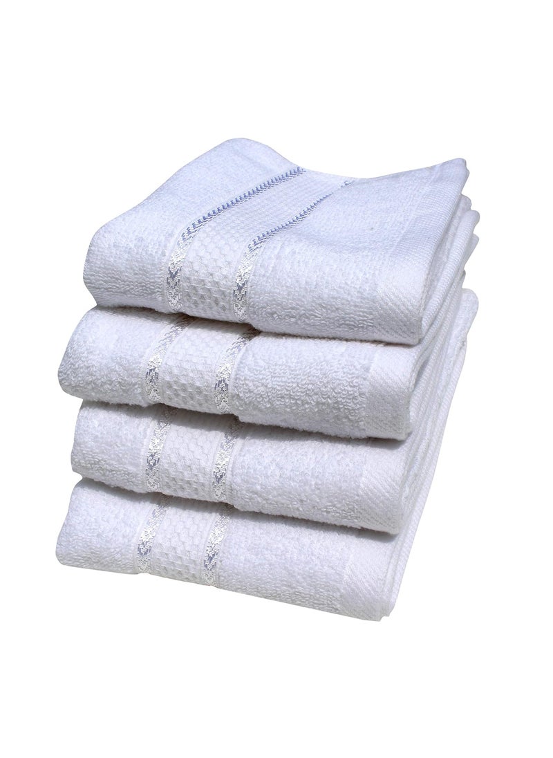 Mandhania Premium Cotton Hand Towels for Home Hotel Spa Super Absorbent Soft Antibacterial 550 GSM White Cotton Hand Towels Pack of 4