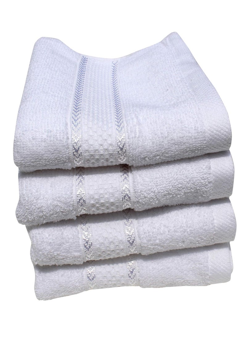 Mandhania Premium Cotton Hand Towels for Home Hotel Spa Super Absorbent Soft Antibacterial 550 GSM White Cotton Hand Towels Pack of 4