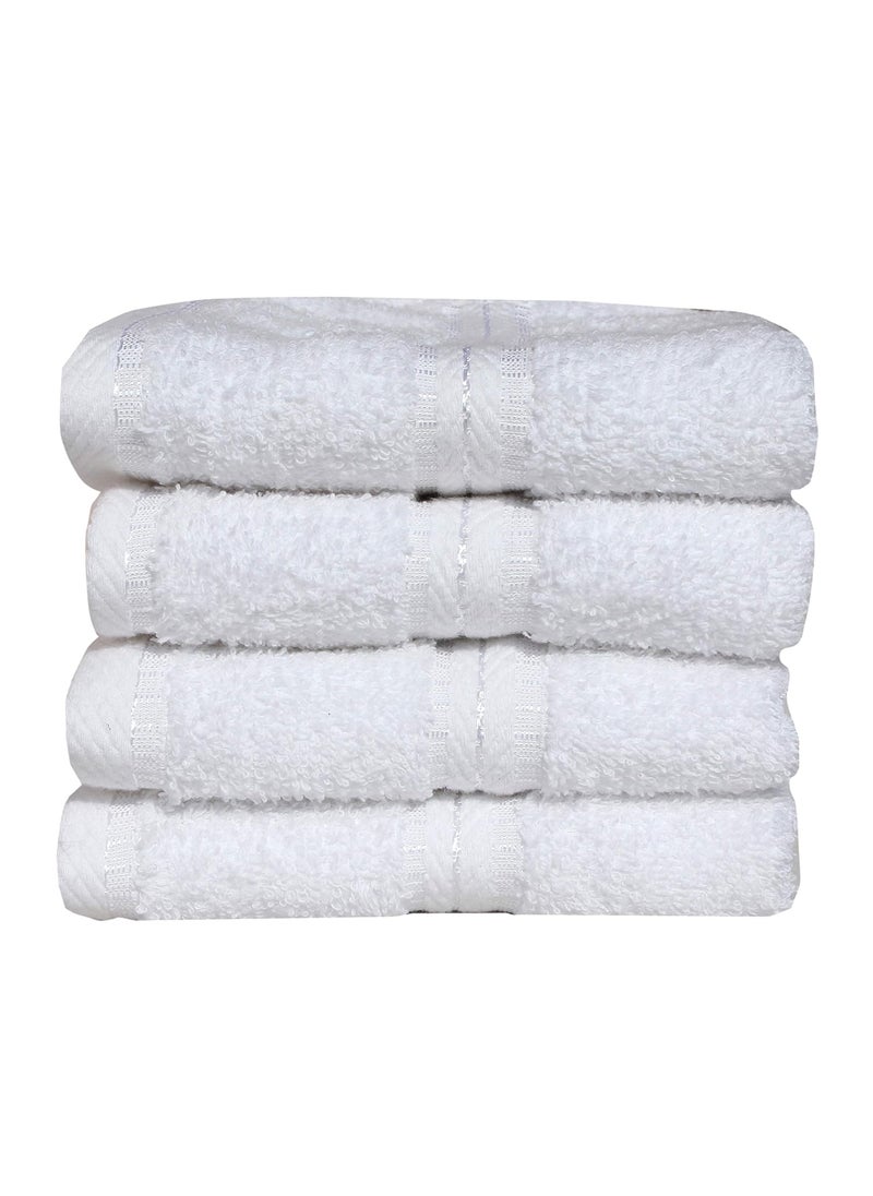 Mandhania Classic Super Soft 450 GSM White Cotton Hand Towels Pack of 4