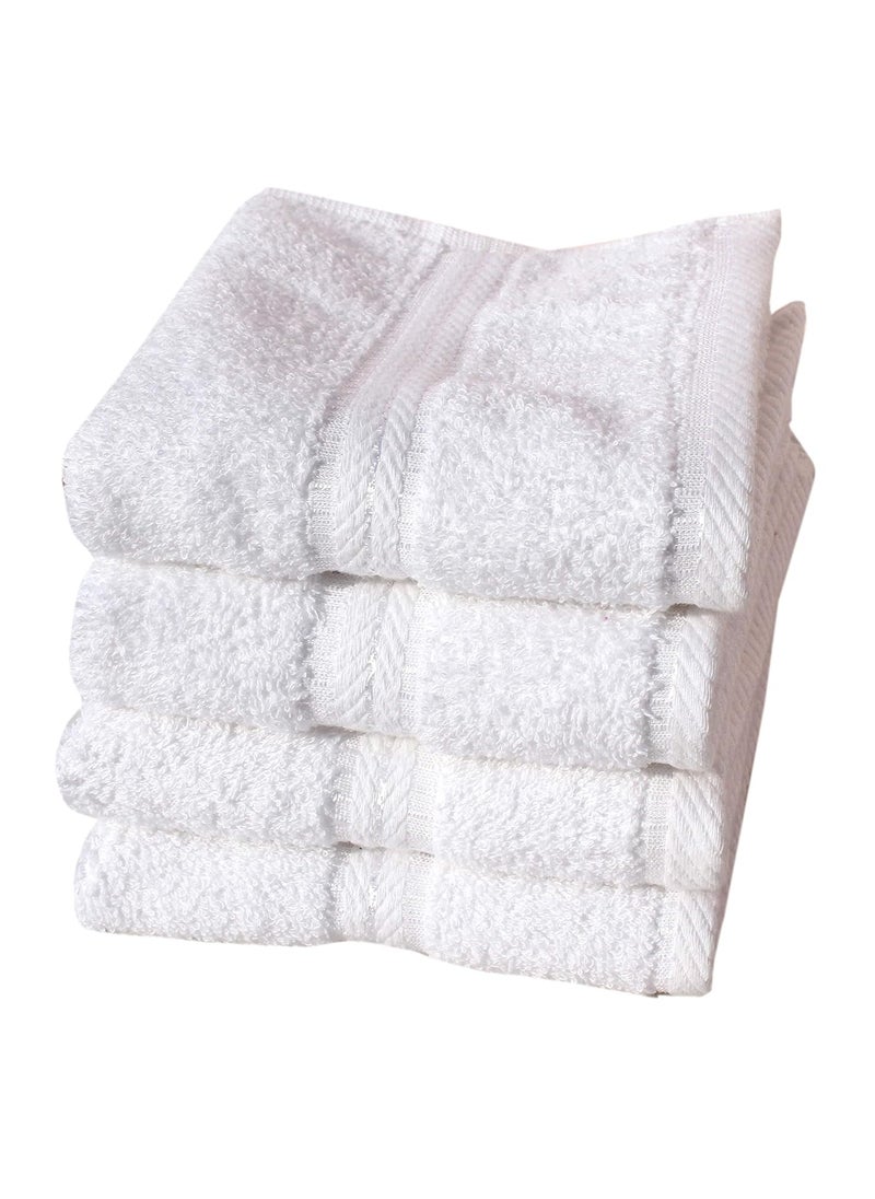 Mandhania Classic Super Soft 450 GSM White Cotton Hand Towels Pack of 4