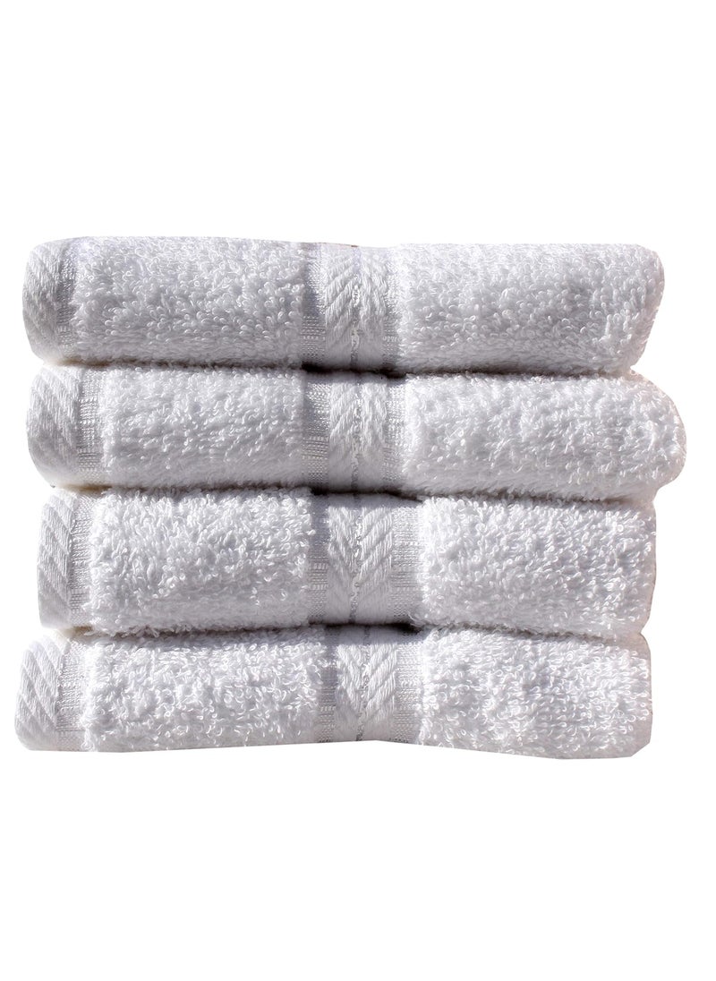 Mandhania Classic Super Soft 450 GSM White Cotton Hand Towels Pack of 4