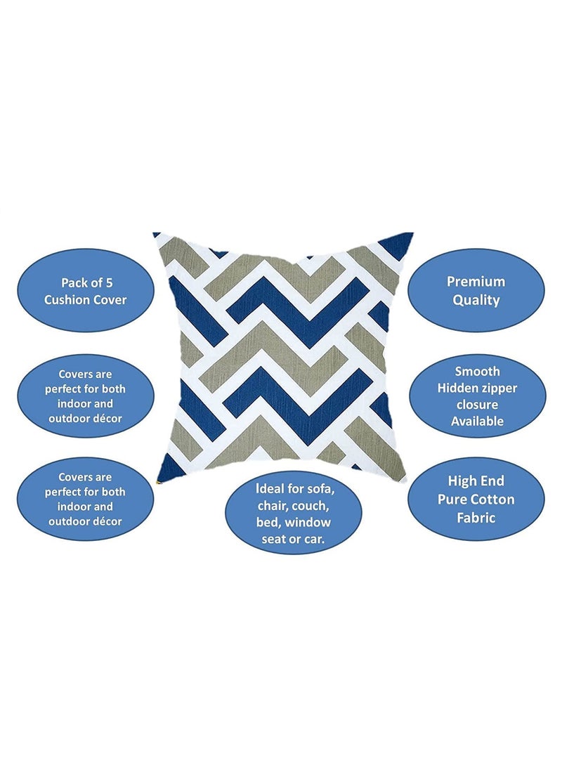 16x16 Cushion Cover Premium Square Pillow Case for Stylish Home Decor Blue Chevron 2 Pillowcase 16x16 16 x 16 Set of 2