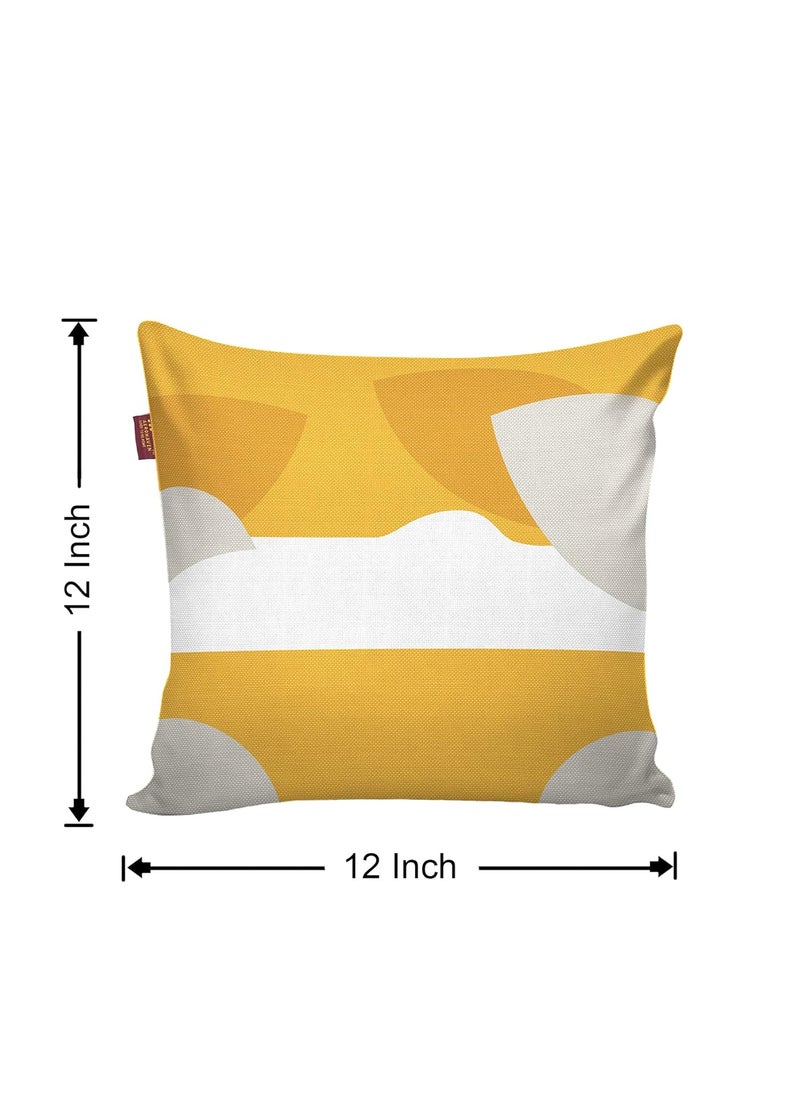 AEROHAVEN Premium Set of 5 Color Block Digital Printed Hand Stitched Throw PillowCushion Covers Yellow and Brown 12 x 12 Inch