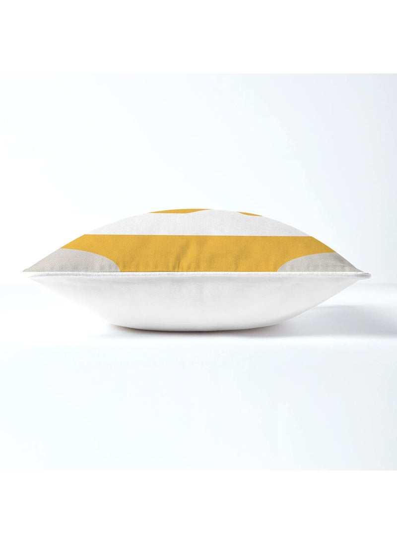 AEROHAVEN Premium Set of 5 Color Block Digital Printed Hand Stitched Throw PillowCushion Covers Yellow and Brown 12 x 12 Inch