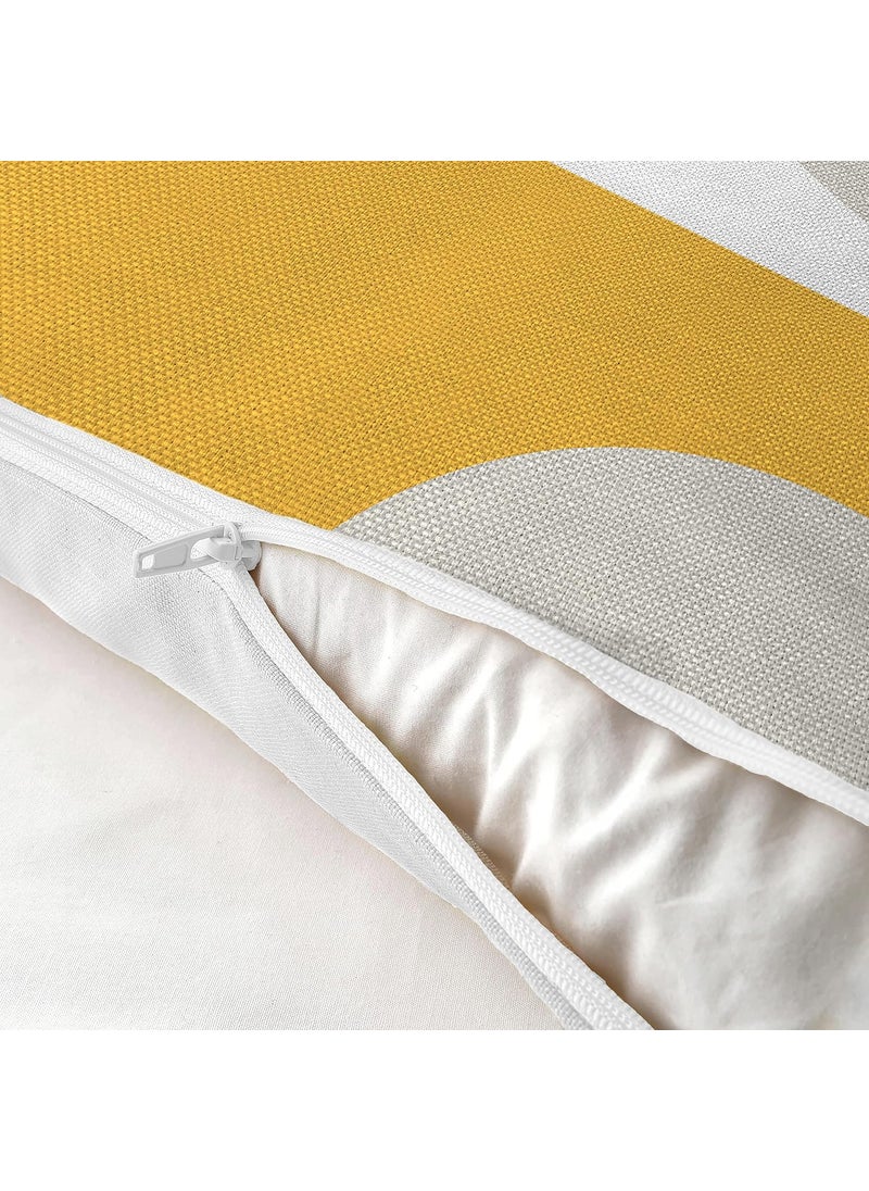 AEROHAVEN Premium Set of 5 Color Block Digital Printed Hand Stitched Throw PillowCushion Covers Yellow and Brown 12 x 12 Inch