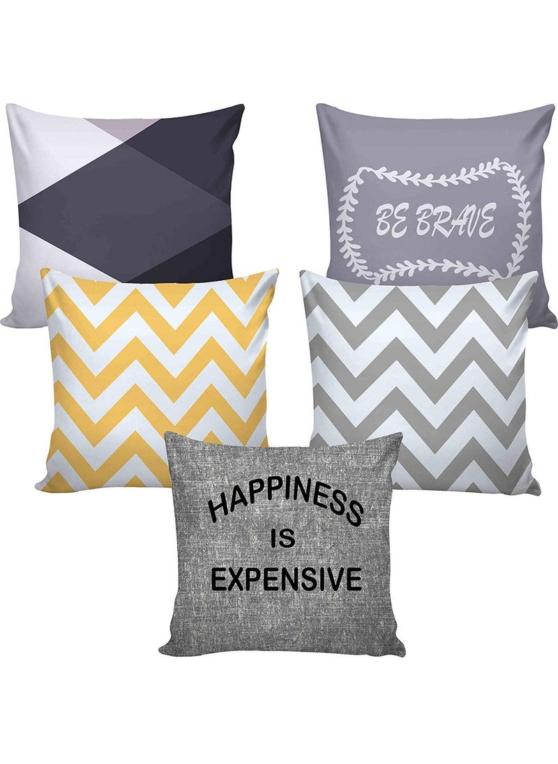 AEROHAVEN Abstract Satin Decorative Throw Pillow Cushion Covers 24 x 24 Inch Set of 5 Pcs Multicolor