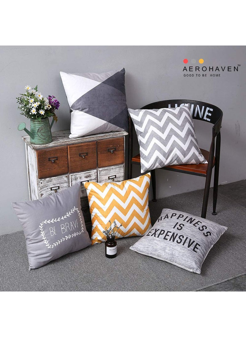 AEROHAVEN Abstract Satin Decorative Throw Pillow Cushion Covers 24 x 24 Inch Set of 5 Pcs Multicolor