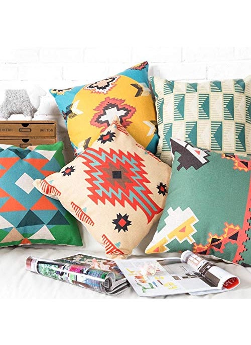 AEROHAVEN Abstract Set of 5 Designer Decorative Throw PillowCushion Covers Multi Color 24 x 24 inches