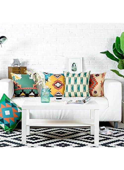 AEROHAVEN Abstract Set of 5 Designer Decorative Throw PillowCushion Covers Multi Color 24 x 24 inches