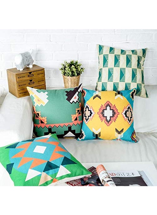 AEROHAVEN Abstract Set of 5 Designer Decorative Throw PillowCushion Covers Multi Color 24 x 24 inches