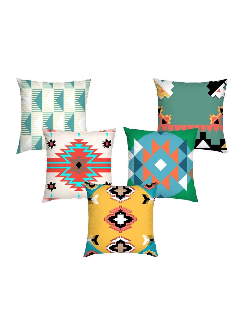 AEROHAVEN Abstract Set of 5 Designer Decorative Throw PillowCushion Covers Multi Color 24 x 24 inches