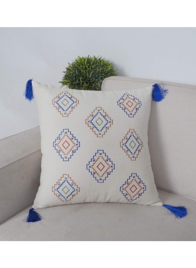 IMPEXART PVT LTD Cotton Traditional Handmade Embroidery Super Soft Cushion and Pillow Cover Multicolour 18 X 18 Inches