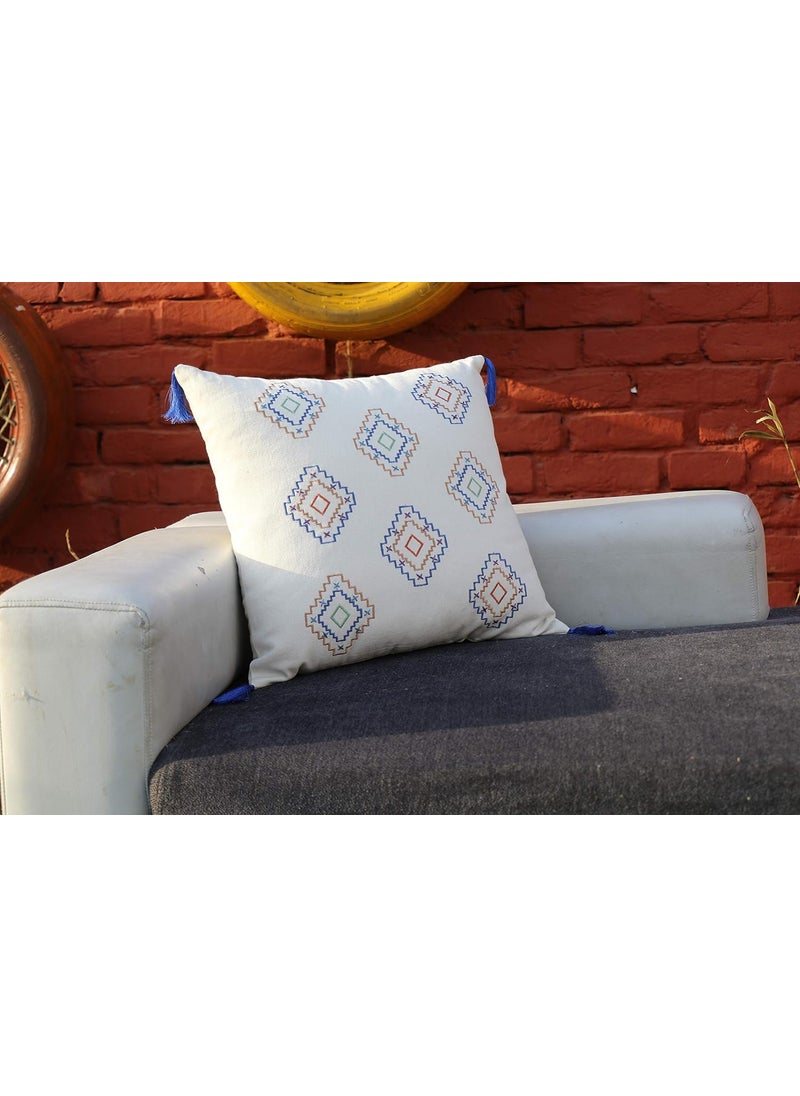 IMPEXART PVT LTD Cotton Traditional Handmade Embroidery Super Soft Cushion and Pillow Cover Multicolour 18 X 18 Inches