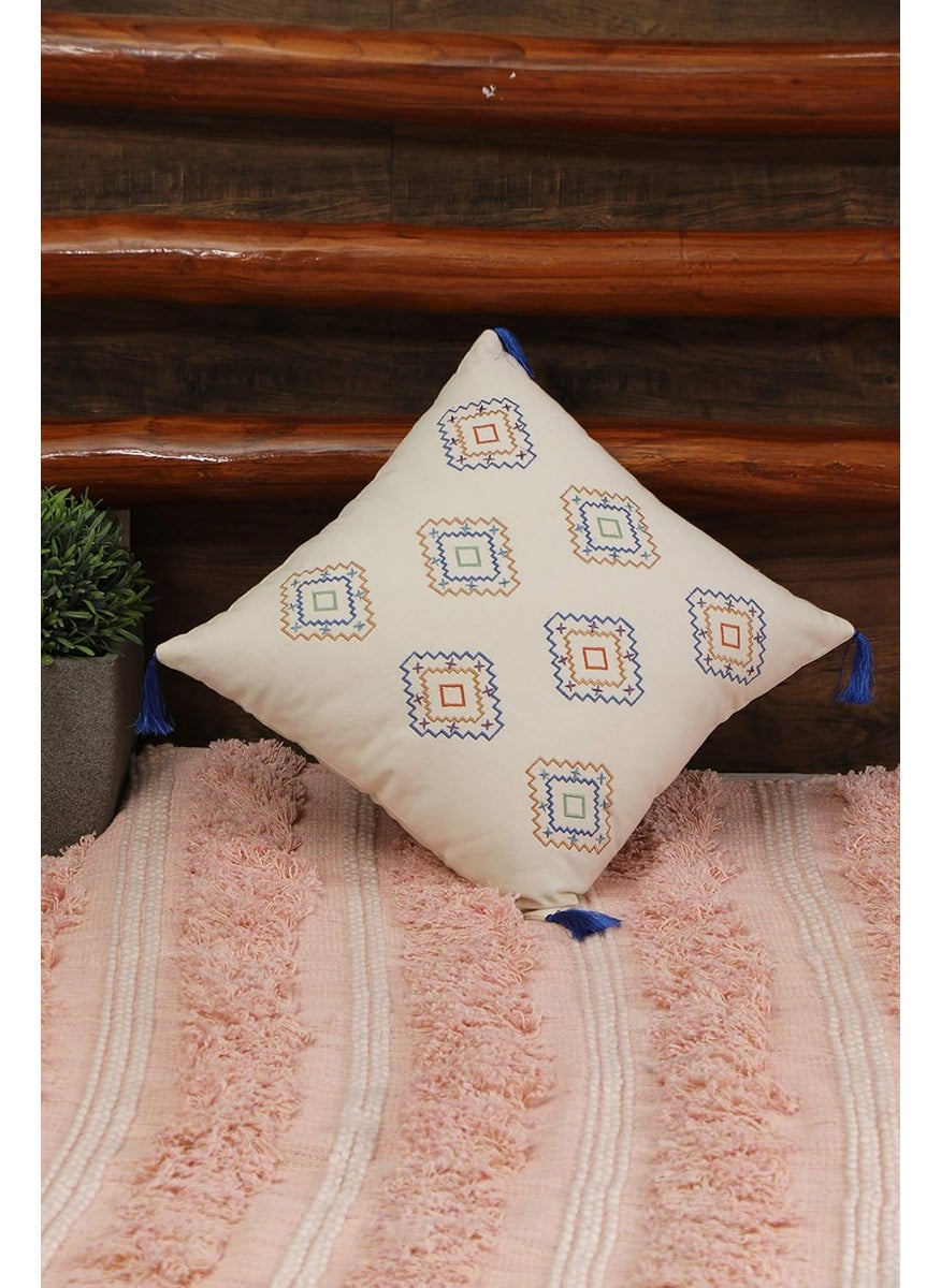 IMPEXART PVT LTD Cotton Traditional Handmade Embroidery Super Soft Cushion and Pillow Cover Multicolour 18 X 18 Inches