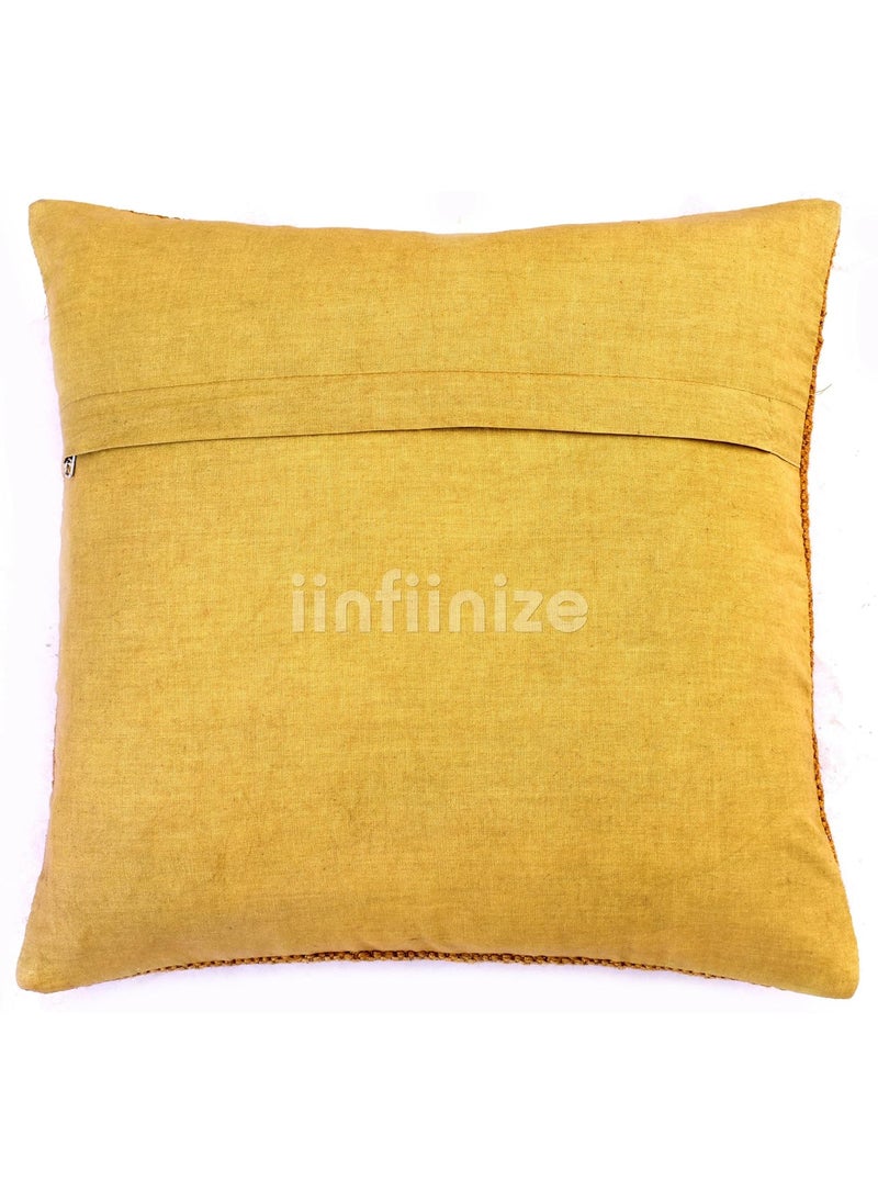 iinfinize 2 Pcs Handcrafted Indian Kilim Cushion Covers for Boho Chic Interiors Wool Jute Pillows 18x18 inch