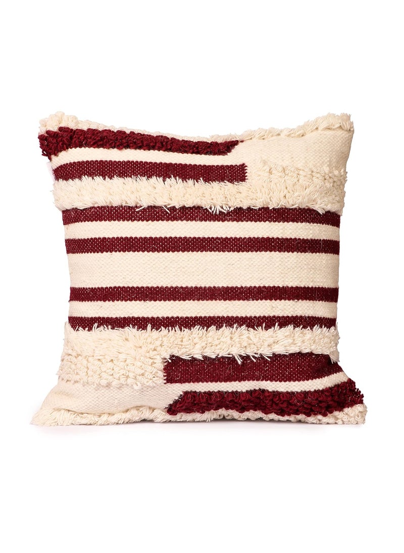 Nomaadi Handmade Fuzzy Wine Neutral Boho Style ThrowPillow Cushion Cover with Insert Size 20x20 inches 50x50 cms Holi