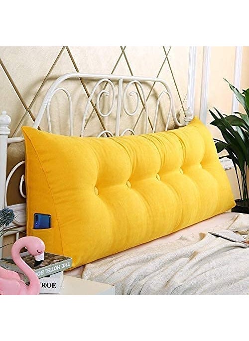INDIDECOR 803036 Cushions Double Head Triangular Pillow Sofa Back Soft Pack Bed Large Protection Waist Color Yellow Size 1002150cm