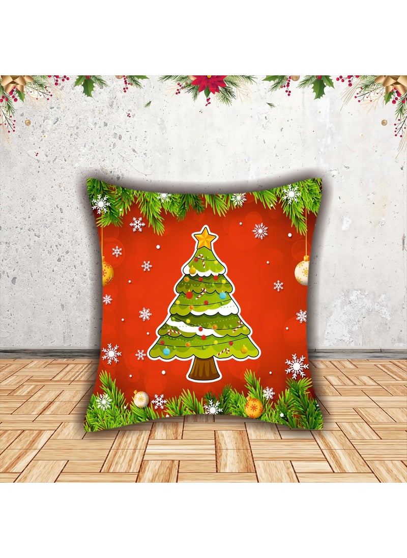 Party Baazaar Christmas Decorative Printed Velvet CushionThrowPillow Covers Christmas Decoration Items for Home Pack of 6 Multi Color Size 16x16 inches