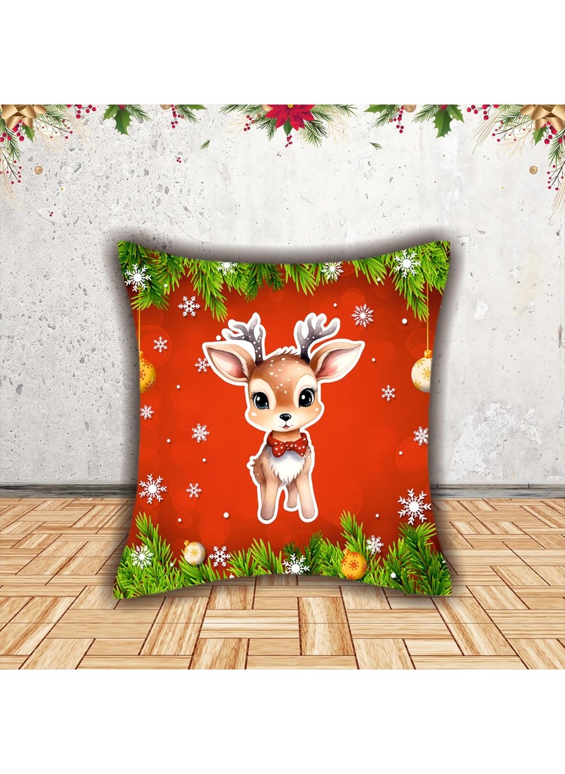 Party Baazaar Christmas Decorative Printed Velvet CushionThrowPillow Covers Christmas Decoration Items for Home Pack of 6 Multi Color Size 16x16 inches
